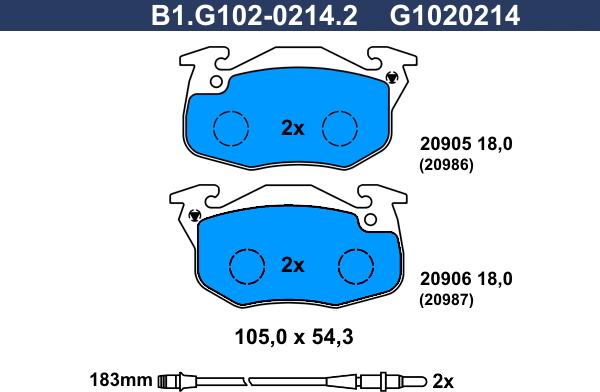 Galfer B1.G102-0214.2 - Тормозные колодки, дисковые, комплект avtokuzovplus.com.ua