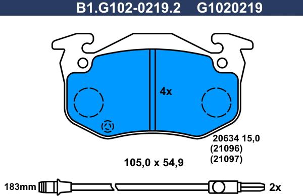 Galfer B1.G102-0219.2 - Гальмівні колодки, дискові гальма autocars.com.ua