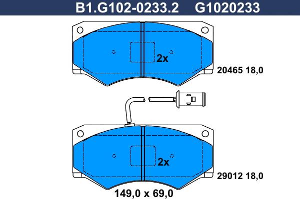 Galfer B1.G102-0233.2 - Тормозные колодки, дисковые, комплект avtokuzovplus.com.ua