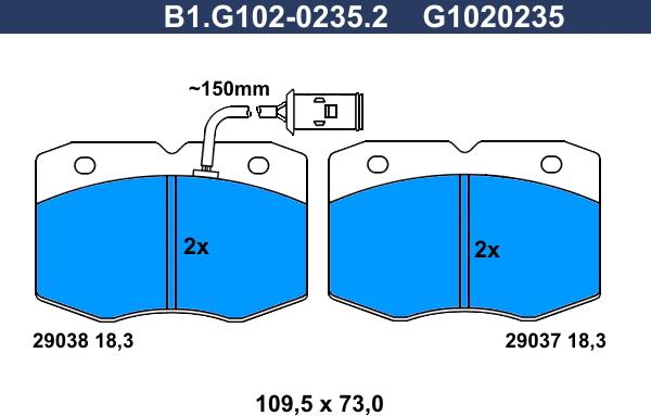 Galfer B1.G102-0235.2 - Тормозные колодки, дисковые, комплект avtokuzovplus.com.ua