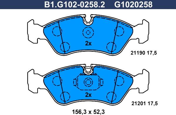 Galfer B1.G102-0258.2 - Гальмівні колодки, дискові гальма autocars.com.ua