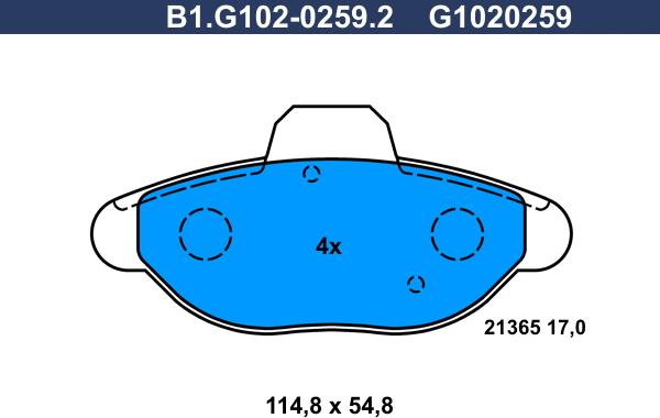 Galfer B1.G102-0259.2 - Гальмівні колодки, дискові гальма autocars.com.ua