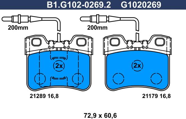 Galfer B1.G102-0269.2 - Тормозные колодки, дисковые, комплект avtokuzovplus.com.ua