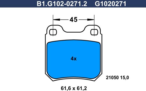 Galfer B1.G102-0271.2 - Тормозные колодки, дисковые, комплект avtokuzovplus.com.ua