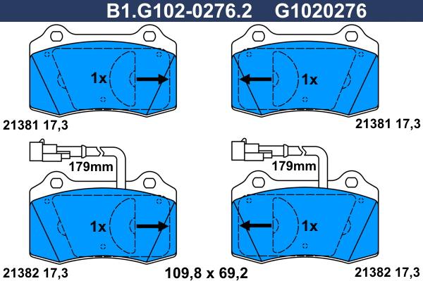 Galfer B1.G102-0276.2 - Тормозные колодки, дисковые, комплект autodnr.net