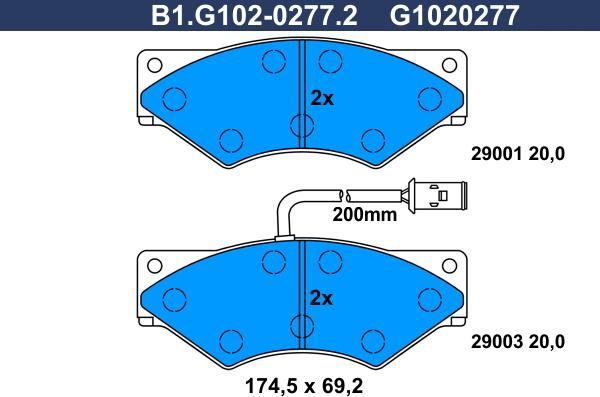 Galfer B1.G102-0277.2 - Гальмівні колодки, дискові гальма autocars.com.ua