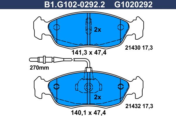 Galfer B1.G102-0292.2 - Гальмівні колодки, дискові гальма autocars.com.ua