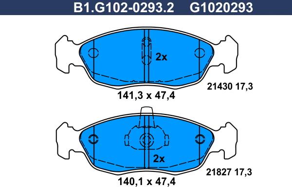 Galfer B1.G102-0293.2 - Гальмівні колодки, дискові гальма autocars.com.ua
