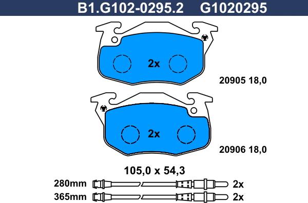 Galfer B1.G102-0295.2 - Тормозные колодки, дисковые, комплект avtokuzovplus.com.ua