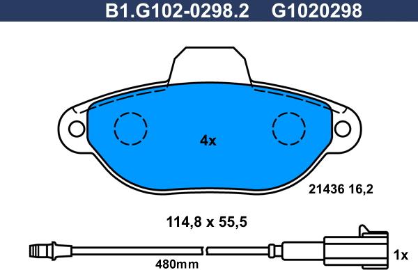 Galfer B1.G102-0298.2 - Гальмівні колодки, дискові гальма autocars.com.ua