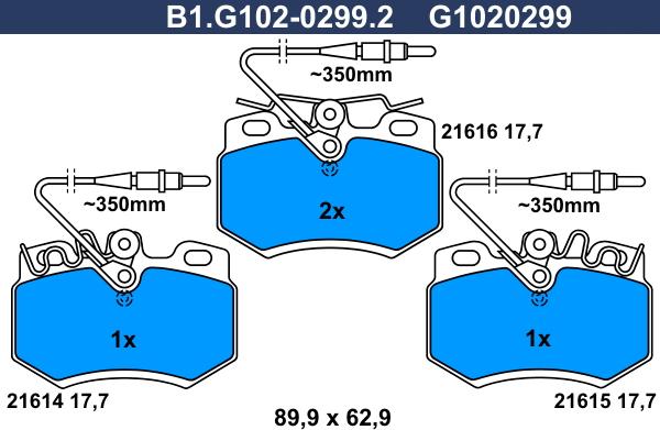 Galfer B1.G102-0299.2 - Тормозные колодки, дисковые, комплект avtokuzovplus.com.ua