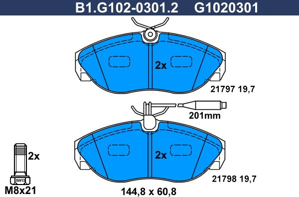 Galfer B1.G102-0301.2 - Тормозные колодки, дисковые, комплект avtokuzovplus.com.ua