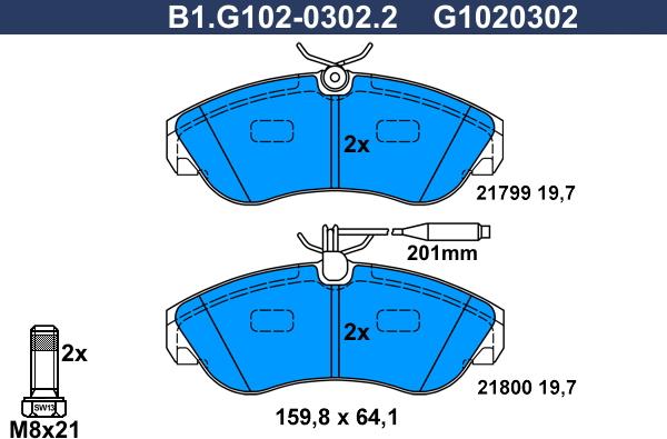 Galfer B1.G102-0302.2 - Гальмівні колодки, дискові гальма autocars.com.ua