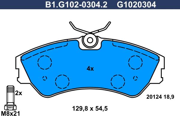 Galfer B1.G102-0304.2 - Гальмівні колодки, дискові гальма autocars.com.ua