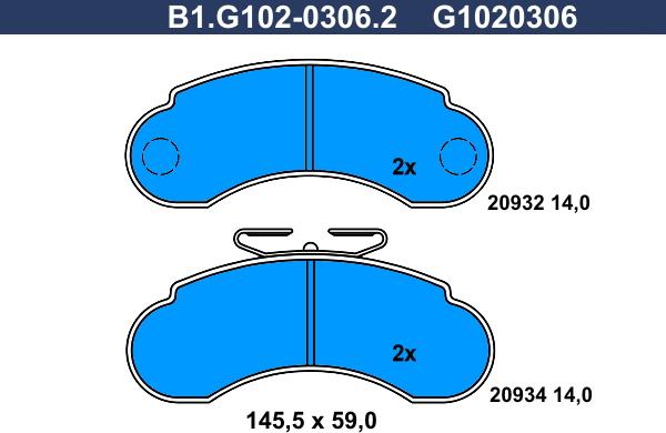 Galfer B1.G102-0306.2 - Гальмівні колодки, дискові гальма autocars.com.ua