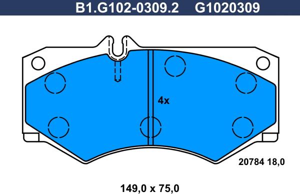 Galfer B1.G102-0309.2 - Тормозные колодки, дисковые, комплект avtokuzovplus.com.ua