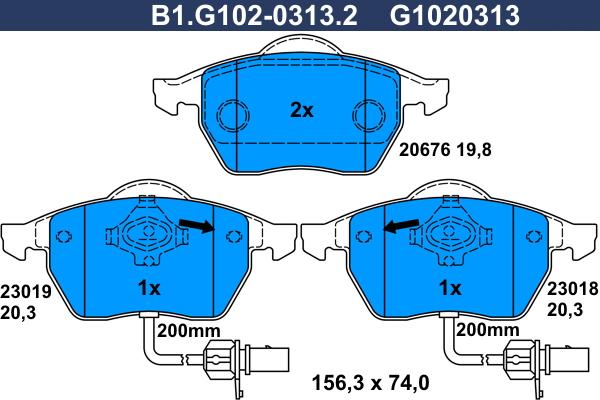 Galfer B1.G102-0313.2 - Гальмівні колодки, дискові гальма autocars.com.ua