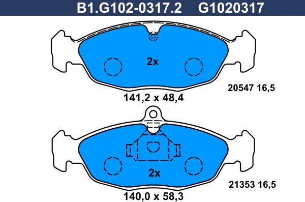 Galfer B1.G102-0317.2 - Гальмівні колодки, дискові гальма autocars.com.ua
