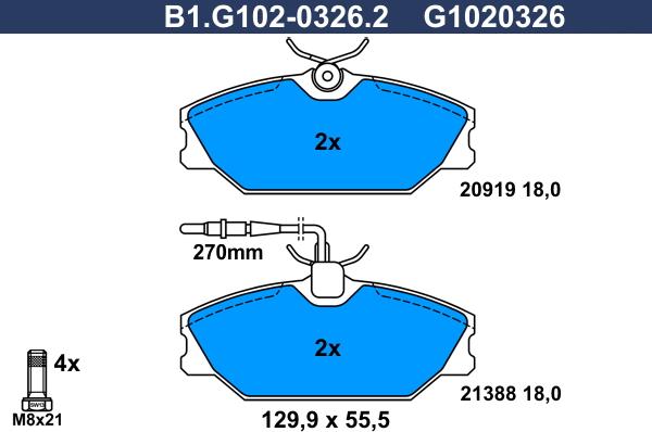 Galfer B1.G102-0326.2 - Тормозные колодки, дисковые, комплект avtokuzovplus.com.ua