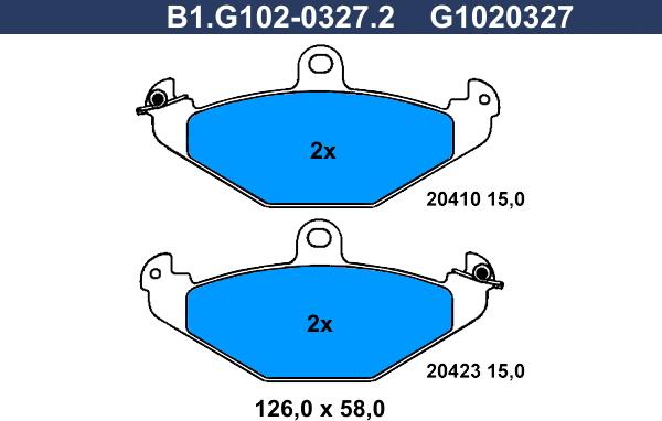 Galfer B1.G102-0327.2 - Тормозные колодки, дисковые, комплект autodnr.net