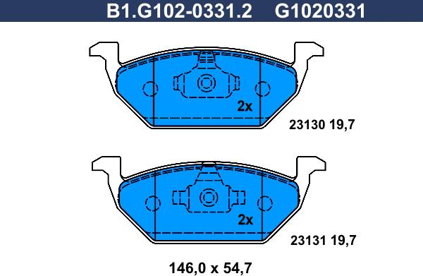 Galfer B1.G102-0331.2 - Гальмівні колодки, дискові гальма autocars.com.ua