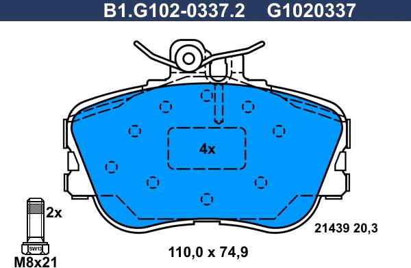 Galfer B1.G102-0337.2 - Гальмівні колодки, дискові гальма autocars.com.ua