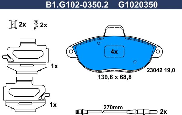 Galfer B1.G102-0350.2 - Тормозные колодки, дисковые, комплект autodnr.net