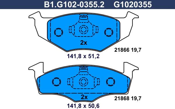 Galfer B1.G102-0355.2 - Тормозные колодки, дисковые, комплект autodnr.net