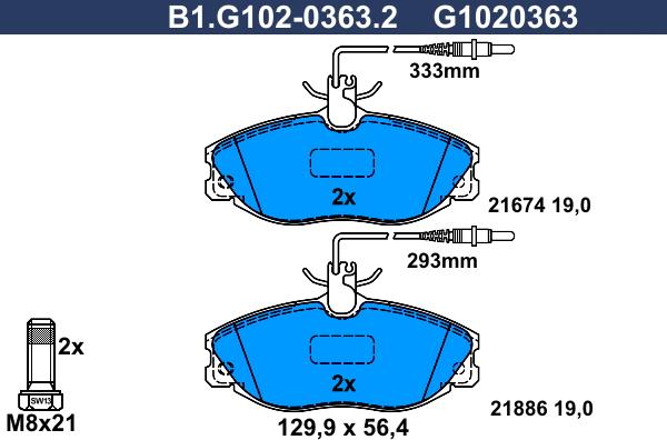 Galfer B1.G102-0363.2 - Тормозные колодки, дисковые, комплект autodnr.net
