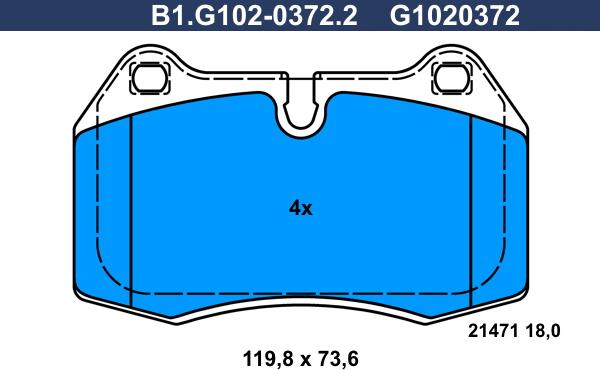 Galfer B1.G102-0372.2 - Гальмівні колодки, дискові гальма autocars.com.ua