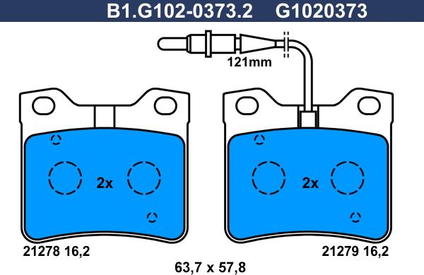 Galfer B1.G102-0373.2 - Тормозные колодки, дисковые, комплект avtokuzovplus.com.ua