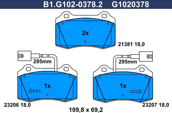 Galfer B1.G102-0378.2 - Гальмівні колодки, дискові гальма autocars.com.ua