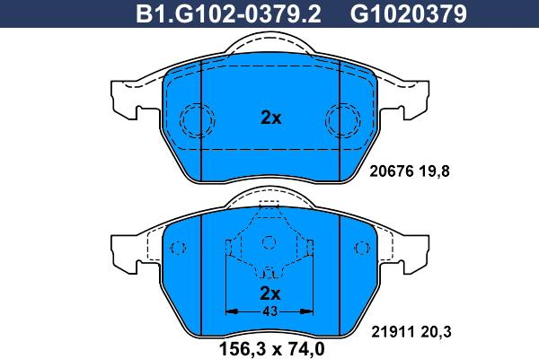 Galfer B1.G102-0379.2 - Гальмівні колодки, дискові гальма autocars.com.ua