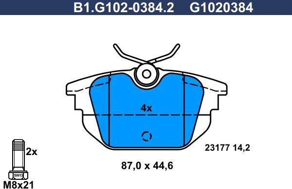 Galfer B1.G102-0384.2 - Гальмівні колодки, дискові гальма autocars.com.ua
