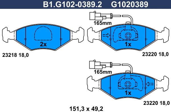 Galfer B1.G102-0389.2 - Гальмівні колодки, дискові гальма autocars.com.ua