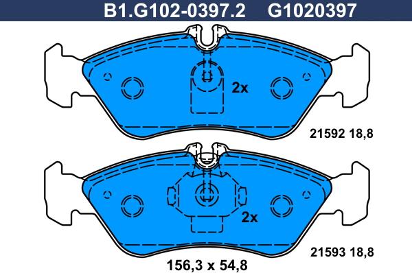 Galfer B1.G102-0397.2 - Тормозные колодки, дисковые, комплект autodnr.net