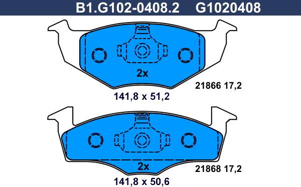 Galfer B1.G102-0408.2 - Тормозные колодки, дисковые, комплект avtokuzovplus.com.ua