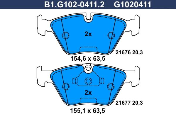 Galfer B1.G102-0411.2 - Тормозные колодки, дисковые, комплект avtokuzovplus.com.ua
