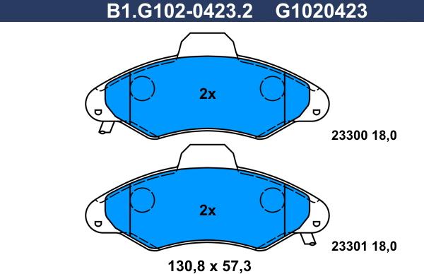 Galfer B1.G102-0423.2 - Тормозные колодки, дисковые, комплект autodnr.net