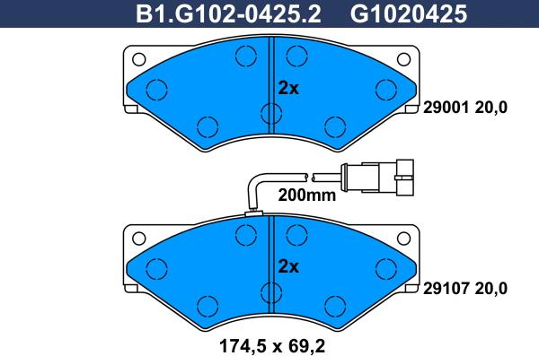 Galfer B1.G102-0425.2 - Тормозные колодки, дисковые, комплект avtokuzovplus.com.ua