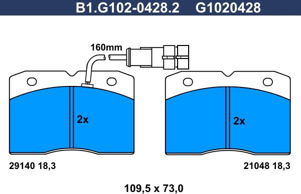 Galfer B1.G102-0428.2 - Тормозные колодки, дисковые, комплект autodnr.net