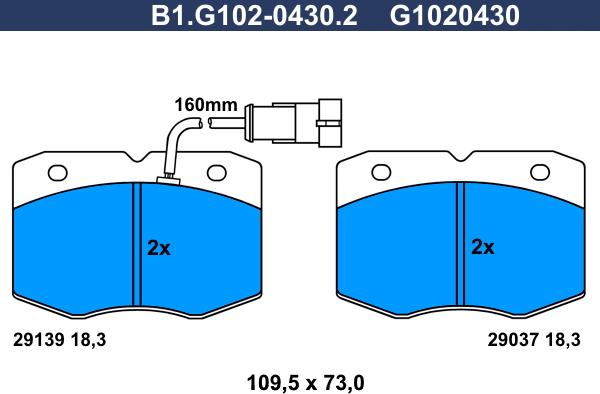 Galfer B1.G102-0430.2 - Тормозные колодки, дисковые, комплект autodnr.net