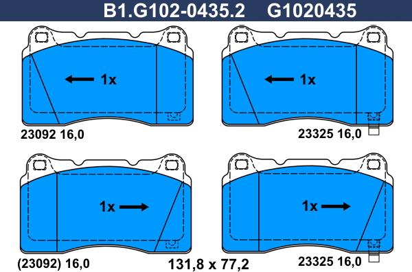 Galfer B1.G102-0435.2 - Гальмівні колодки, дискові гальма autocars.com.ua