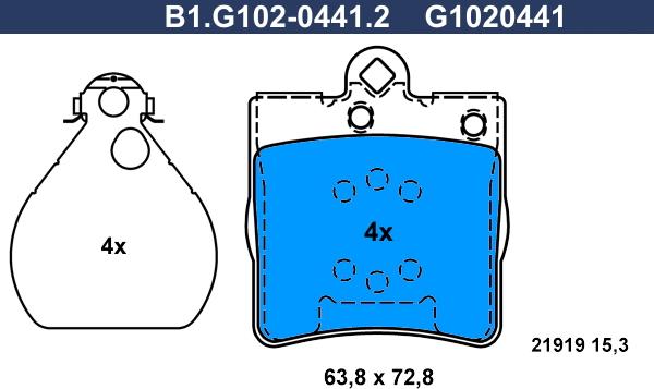 Galfer B1.G102-0441.2 - Тормозные колодки, дисковые, комплект avtokuzovplus.com.ua