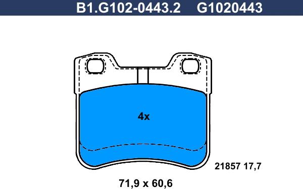 Galfer B1.G102-0443.2 - Гальмівні колодки, дискові гальма autocars.com.ua