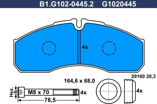 Galfer B1.G102-0445.2 - Гальмівні колодки, дискові гальма autocars.com.ua