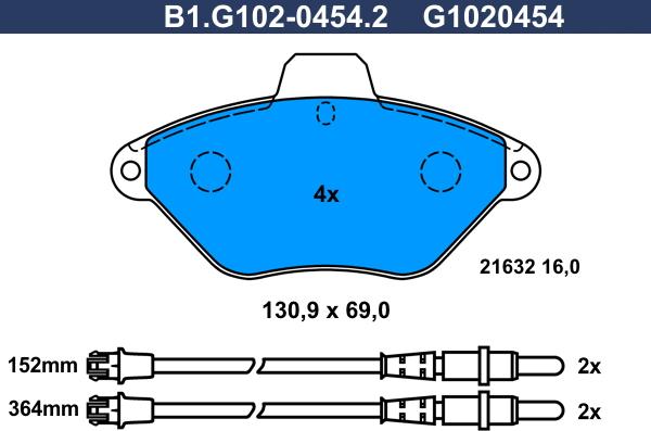 Galfer B1.G102-0454.2 - Гальмівні колодки, дискові гальма autocars.com.ua