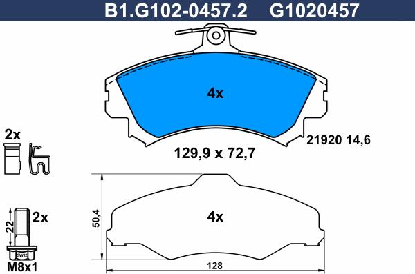 Galfer B1.G102-0457.2 - Гальмівні колодки, дискові гальма autocars.com.ua