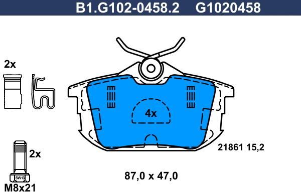 Galfer B1.G102-0458.2 - Гальмівні колодки, дискові гальма autocars.com.ua