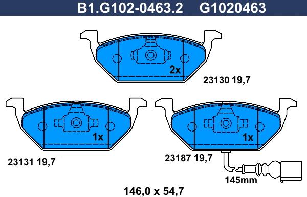 Galfer B1.G102-0463.2 - Гальмівні колодки, дискові гальма autocars.com.ua